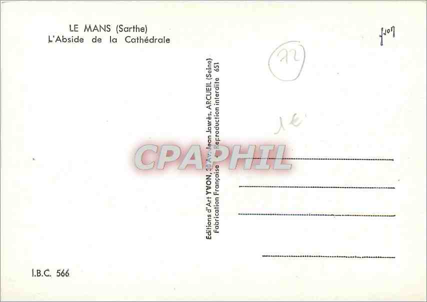 CPM Le Mans Sarthe L'Abside de la Cathedrale  — Rückseite