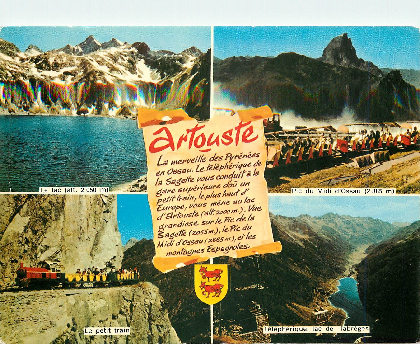 CPM Artouste Le lac Pic du Midi d'Ossau Le petit train Telepherique lac de fabreges 