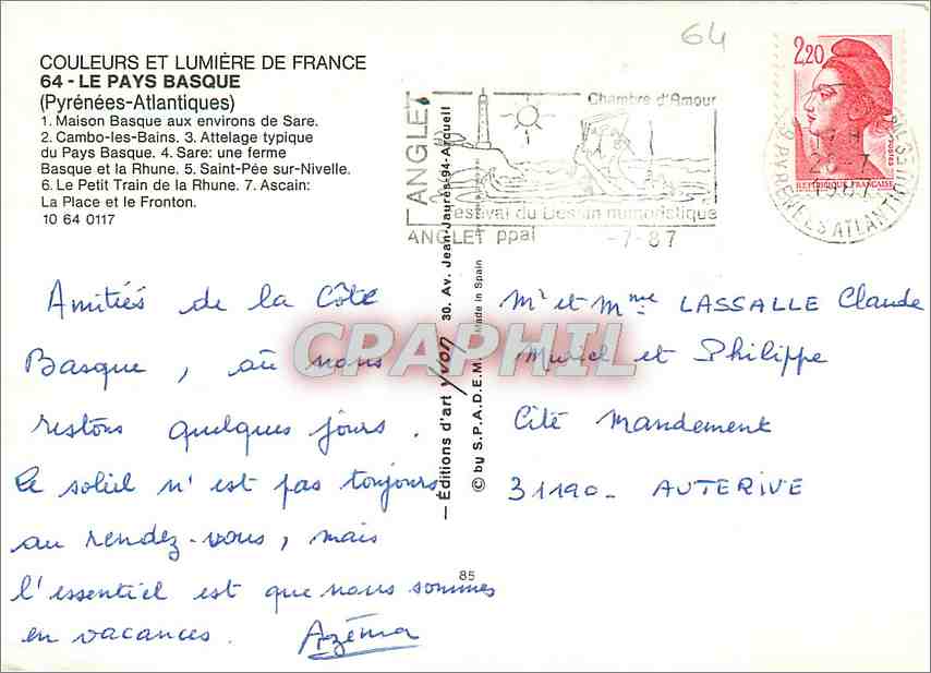 CPM Le Pays Basque Pyrenees Atlantiques Maison Basque aux environs de Sare  — Rückseite