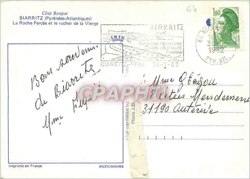 Biarritz — La Roche Percée et le rocher de la Vierge — Mexichrome — Verso