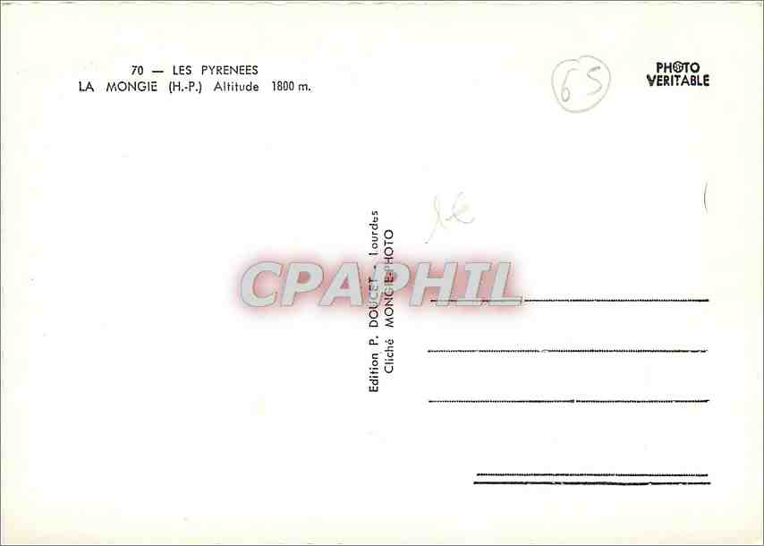 CPM La Mongie Notre Dame des Neiges  — Verso