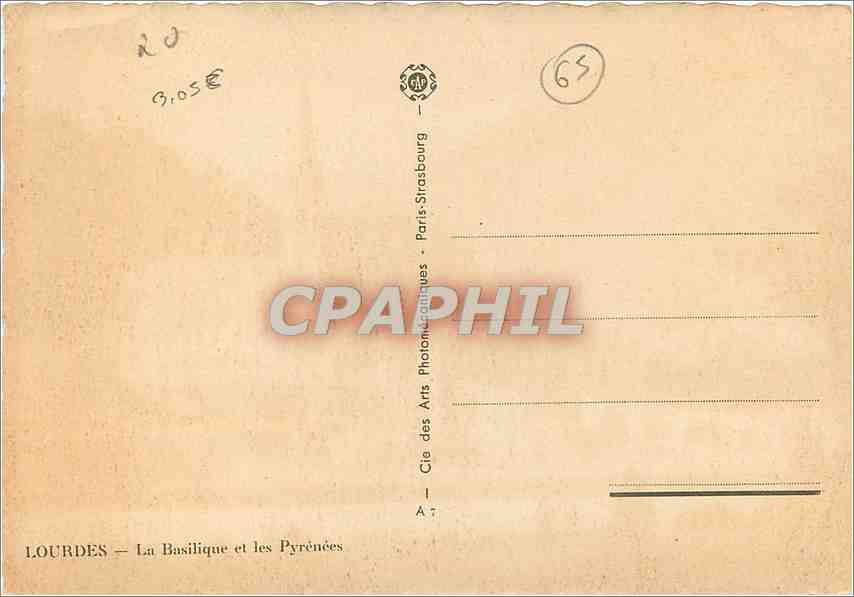 CPM Lourdes La Basilique et les Pyrenees  — Verso