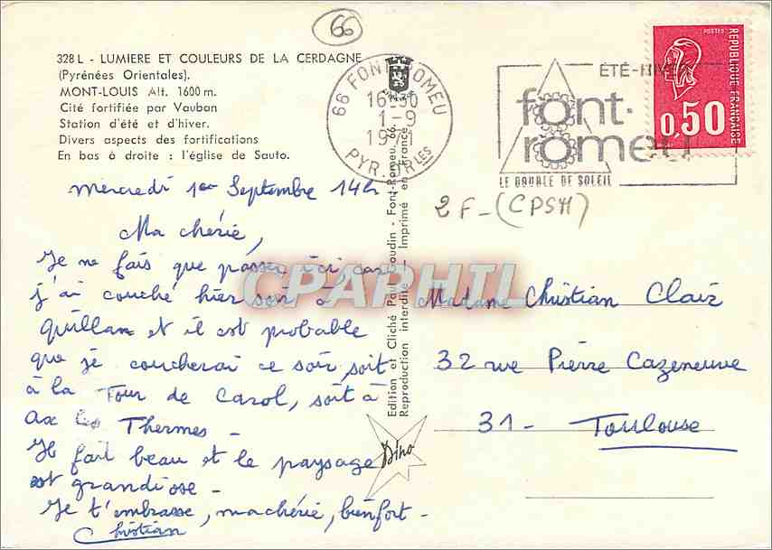 CPM Lumire et Couleurs de la Cerdagne Pyrenees Orientales Mont Louis Cite fortifee par Vauban  — Rückseite