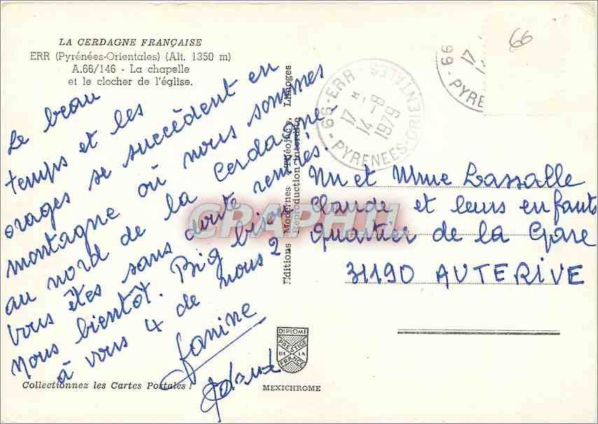 CPM Err Pyrenees Orientales La chapelle et le clocher de l'eglise  — Rückseite