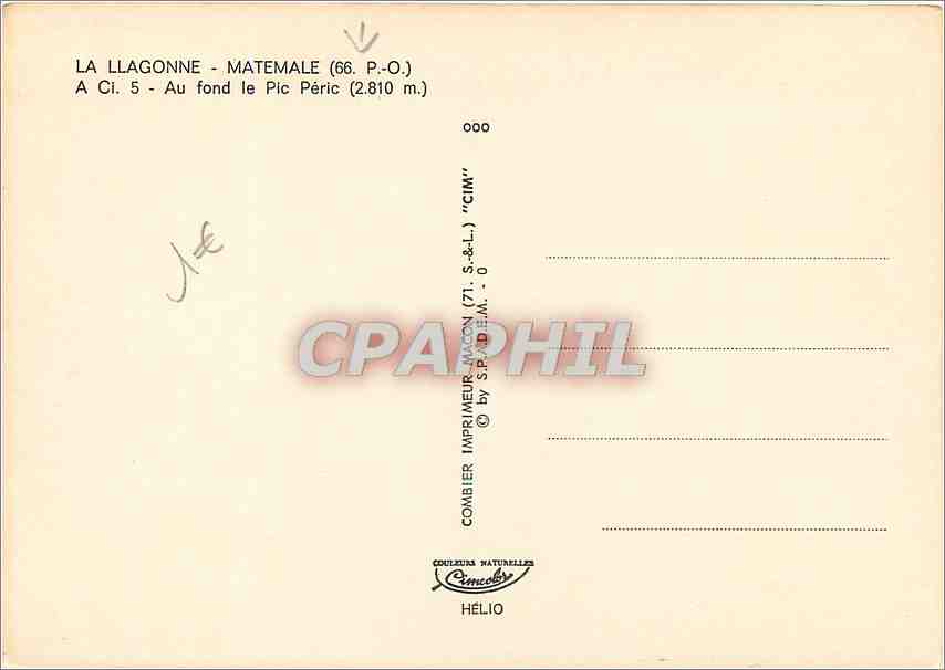 CPM La Llagonne Matemale PO Au fond le Pic Peric  — Rückseite