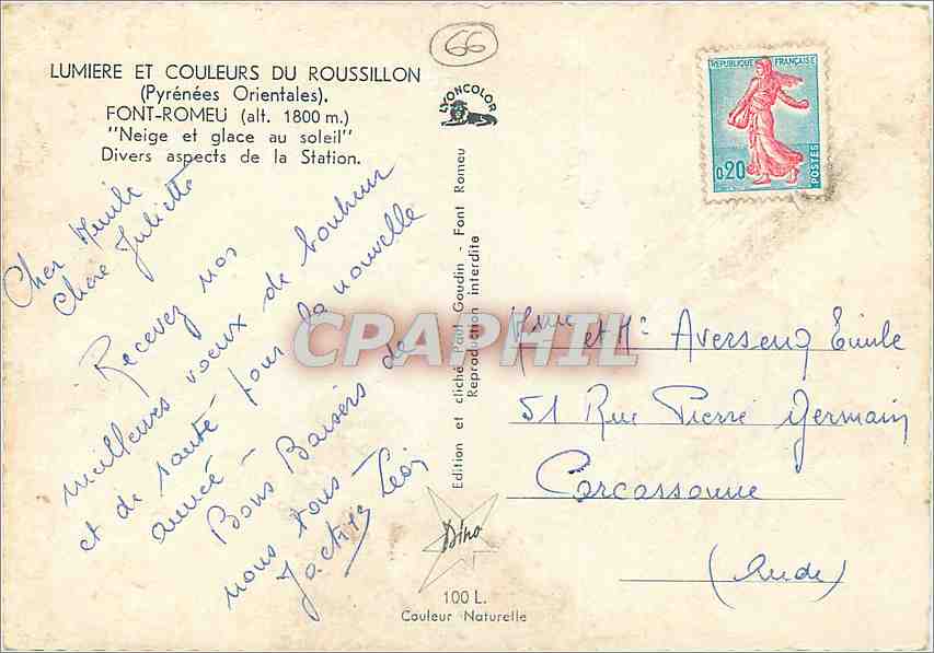 CPM Pyrenees Orientales Font Romeau Neige et glace au soleil Divers aspects de la Station  — Rückseite