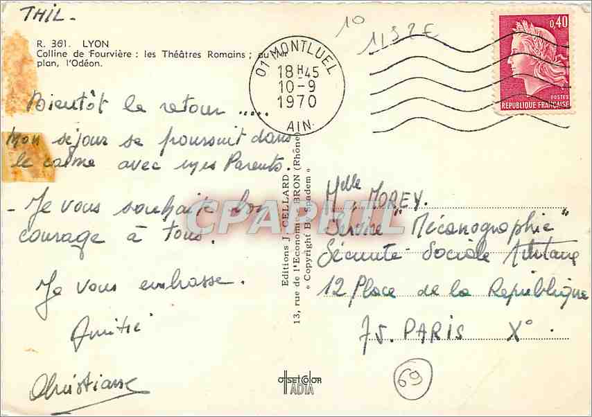 CPM Lyon Colline de Fourviere les Theatres Romaines  — Back