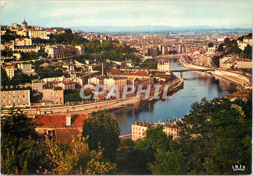 CPM Lyon Vue generale La Saone la Chaine des Alpes et le Mont Blanc 
