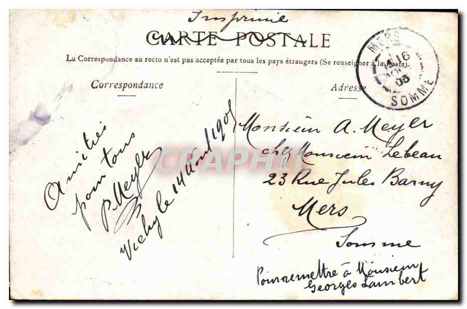Vichy-Le Theatre-CPA — Verso
