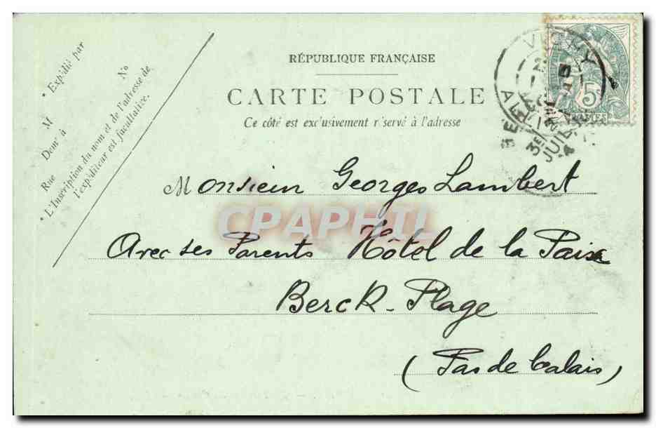 Vichy-La Terrasse du Casino-CPA — Verso
