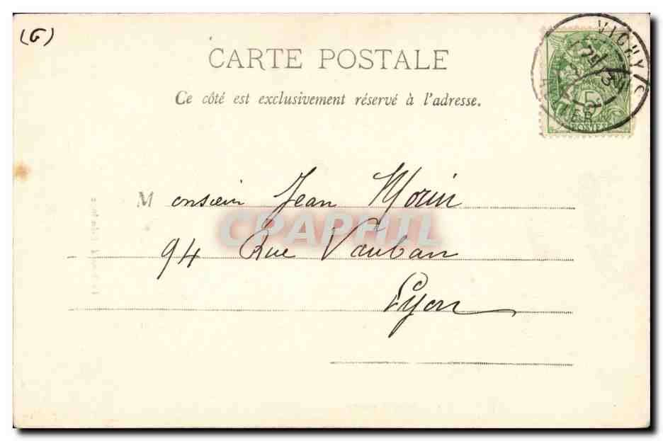 Vichy- La Tour de L'Horloge -CPA — Verso