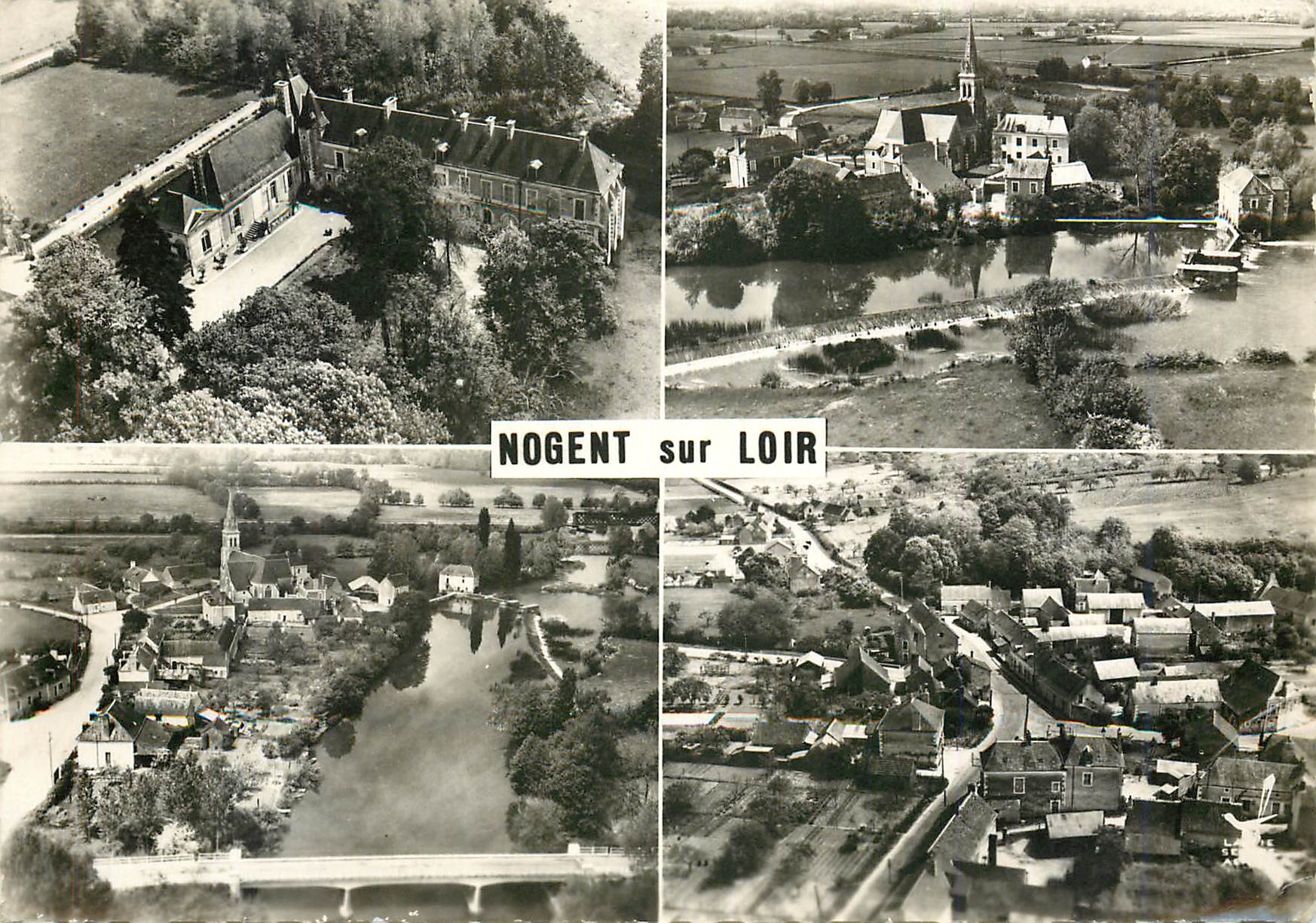 CPM Nogent sur Loir Le Chateau L'Eglise et le Moulin Vue generale Le Gue de Mezieres 