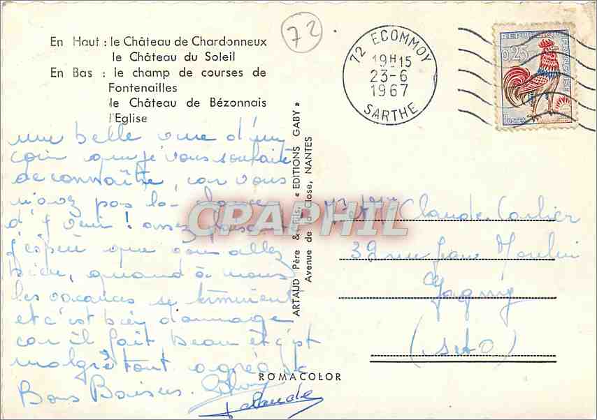 CPM En Haut Le Chateau de Chardonneux  — Rückseite