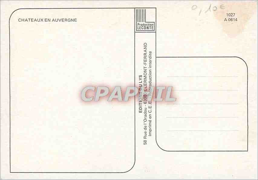 Châteaux en Auvergne — Collection de 9 châteaux — Éditions du Lys — Verso