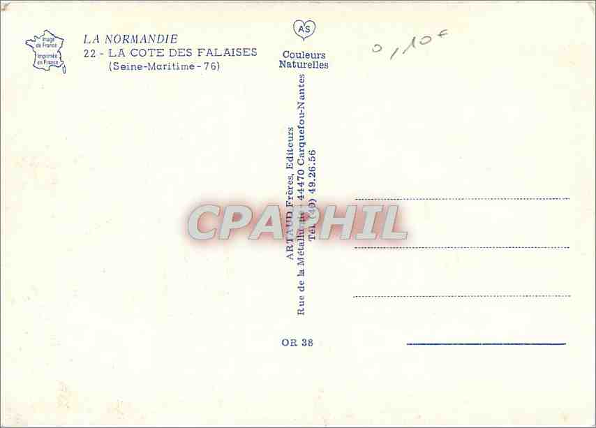 CPM La Cote des Falaises Seine Maritime Le Treport Mesni — Rückseite