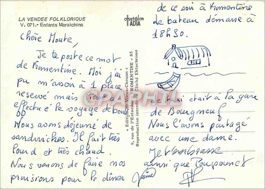 CPM La Vendee Folklorique Enfants Maraichins  — Rückseite