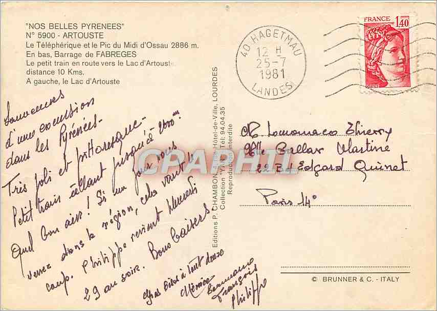 CPM Artouste Le Telepherique et le Pic du Midi d'Ossau  — Rückseite