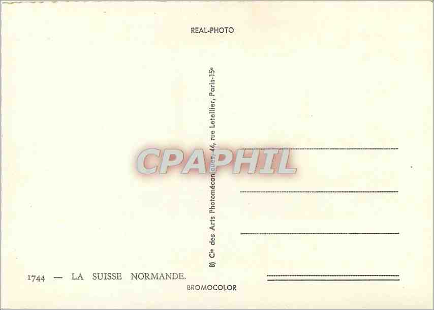La Suisse Normande — carte postale illustrée avec carte et photos de lieux — éditée par Les Arts des Arts Photomécániques, Paris — Rückseite