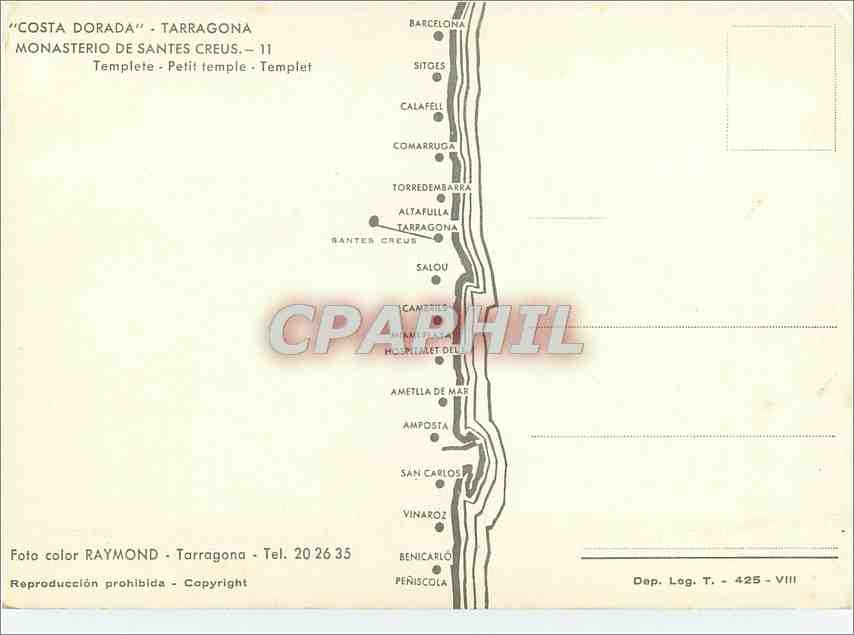 CPM Costa Dorada Tarragona Monasterio de Santes Creus  — Rückseite