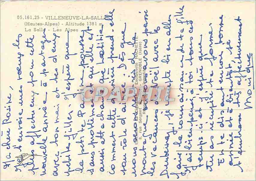 Villeneuve-la-Salle — Vue du téléphérique et du village enneigé — Éditeur : Hachette — Rückseite