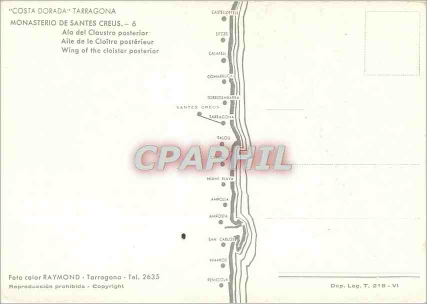 CPM Costa Dorada Tarragona Monasterio de Santes Creus Aile de la Cloitre posterieur  — Rückseite