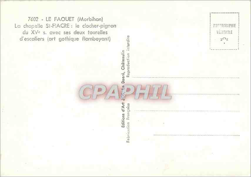 CPM Le Faouet Morbihan La Chapelle St Fiacre  — Rückseite