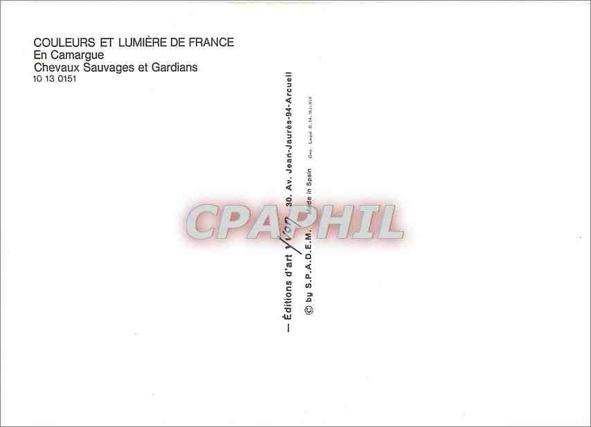 CPM En Camarque Chevaux Sauvages et Gardians  — Rückseite