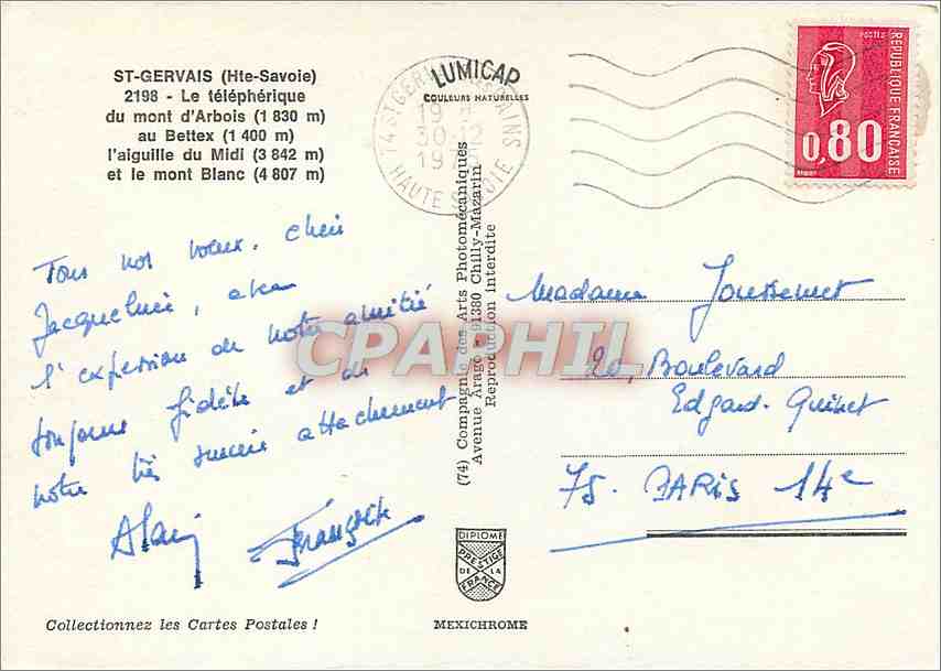 Mont d'Arbois — Seilbahn bei Bettex — LUMICAP — Rückseite
