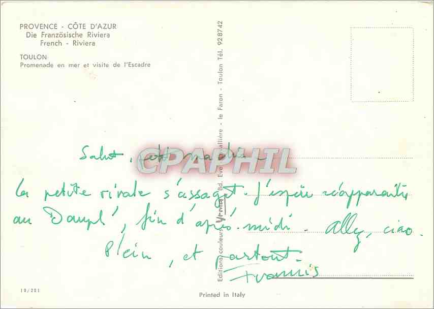 Toulon — Promenade en mer et visite de l'Escadre — Éditions W. Faron, Toulon — Rückseite