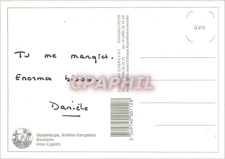 CPM Guadeloupe Antilles francaises Bouillante Anse a galets  — Rückseite