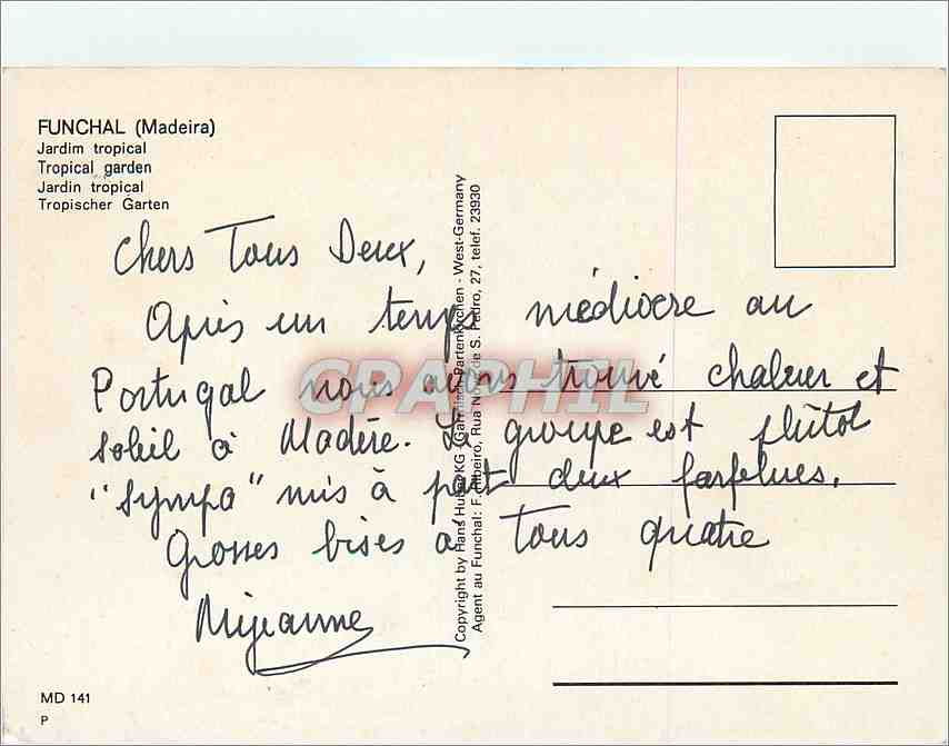 CPM Funchal Madeira Tropical garden  — Back