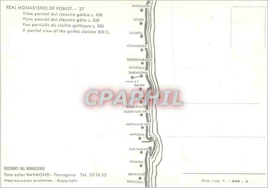 CPM Real Monasterio de Poblet Vue partielle du cloitre gothique  — Rückseite