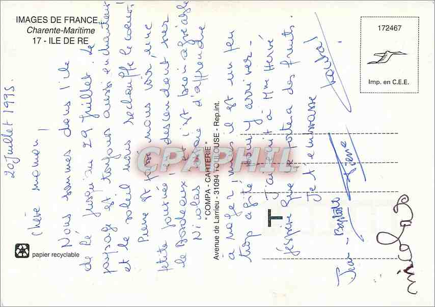 CPM Ile De Re  — Verso