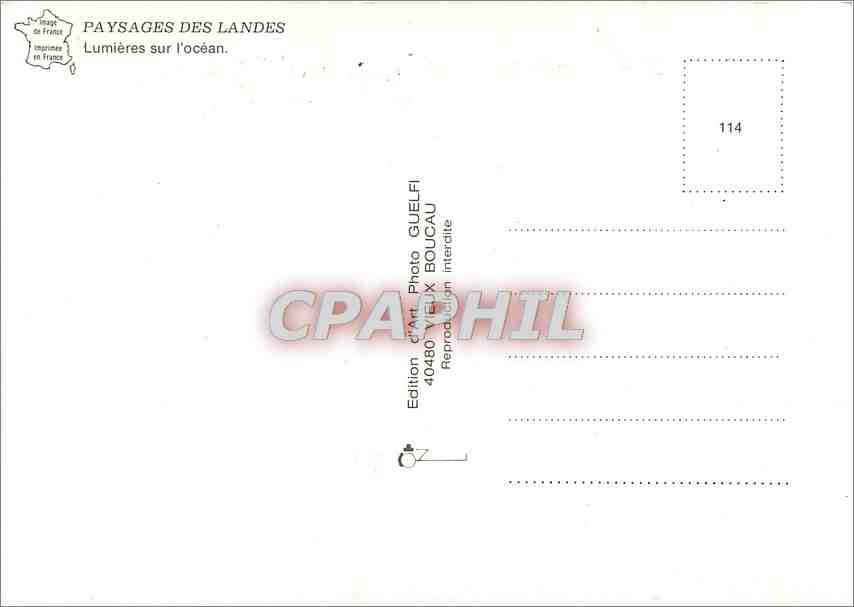 Lumières sur l'océan — PAYSAGES DES LANDES — Édition d'Art Photo GUELFI — Verso