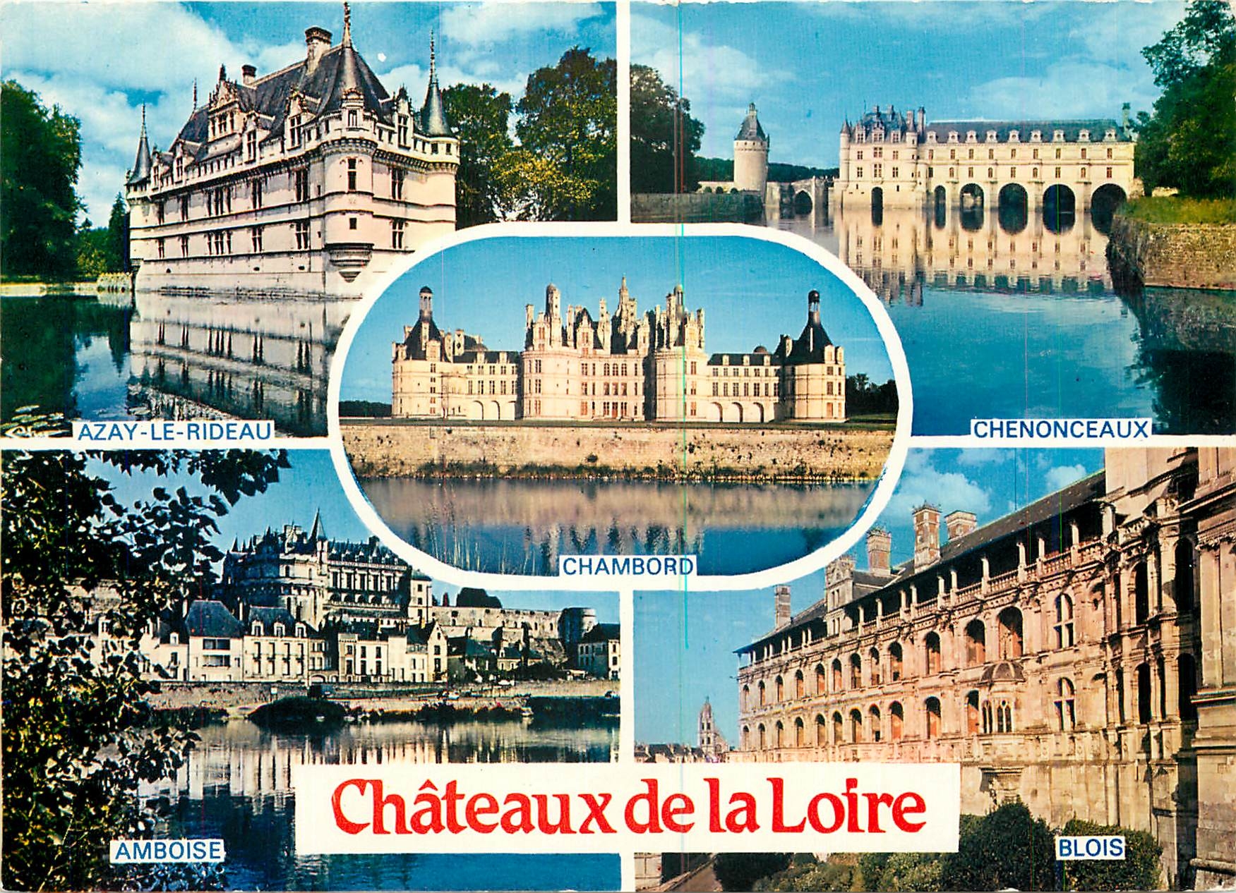 CPM Chateaux de la Loire Azay le Rideau Chenonceaux Chambord Amboise Blois 