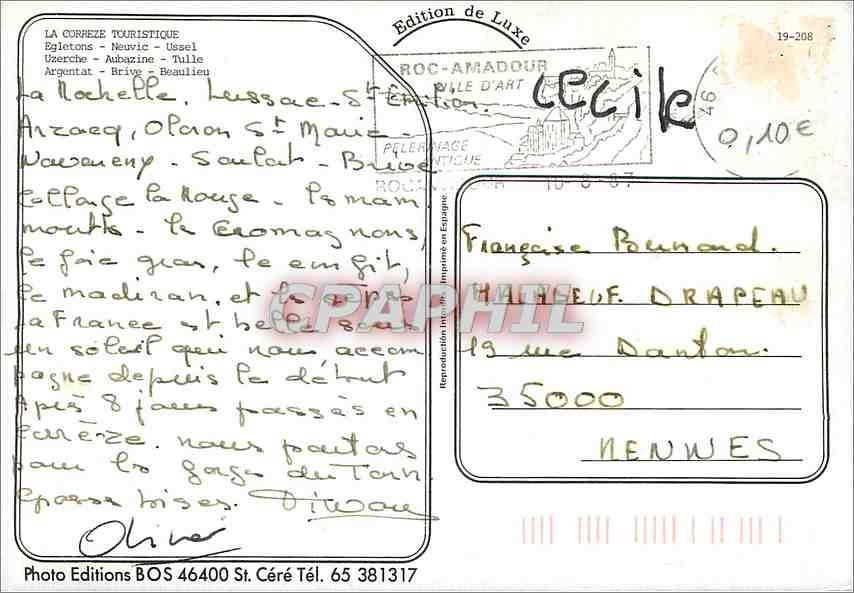 CPM La Correze Touristique Egletons Neuvic Ussel Uzerche Aubazine Tulle  — Rückseite