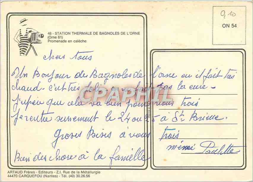 Bagnolles-de-l'Orne — Kutschenfahrt — Artaud Frères — Rückseite