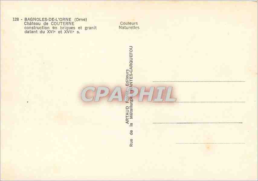 CPM Bagnoles de l'Orne Chateau de Couterne  — Rückseite