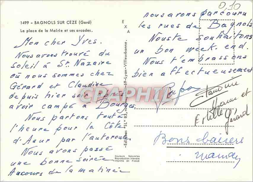 CPM Bagnols sur Ceze Gard La place de la Mairie et ses arcades  — Rückseite