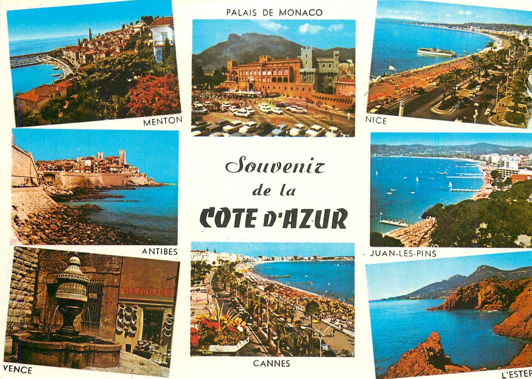 CPM Souvenir de la Cote d'Azur Menton Palais de Monaco Nice Antibes Juan les Pins 