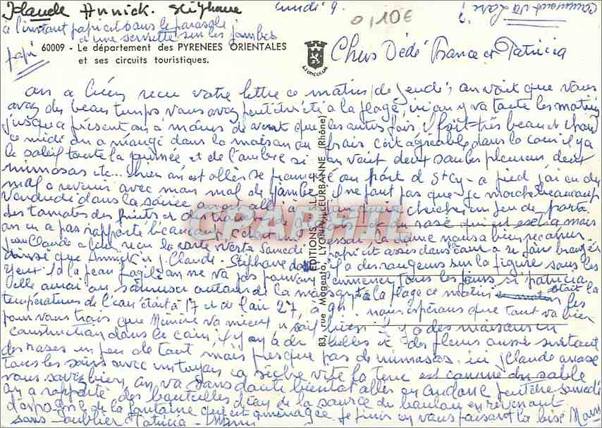 CPM Le departement des Pyrenees Orientales et sis circuits touristiques  — Rückseite
