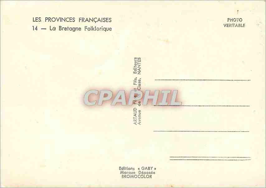 CPM Les Provinces Francaises La Bretagne Folklorique  — Rückseite
