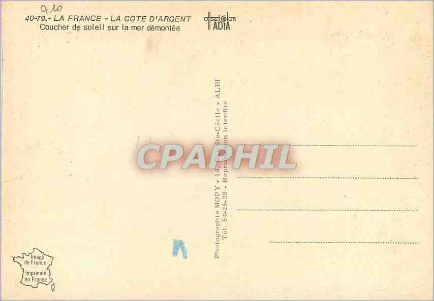 CPM La France La Cote d'Argent Coucher de soleil sur la mer demontee  — Rückseite