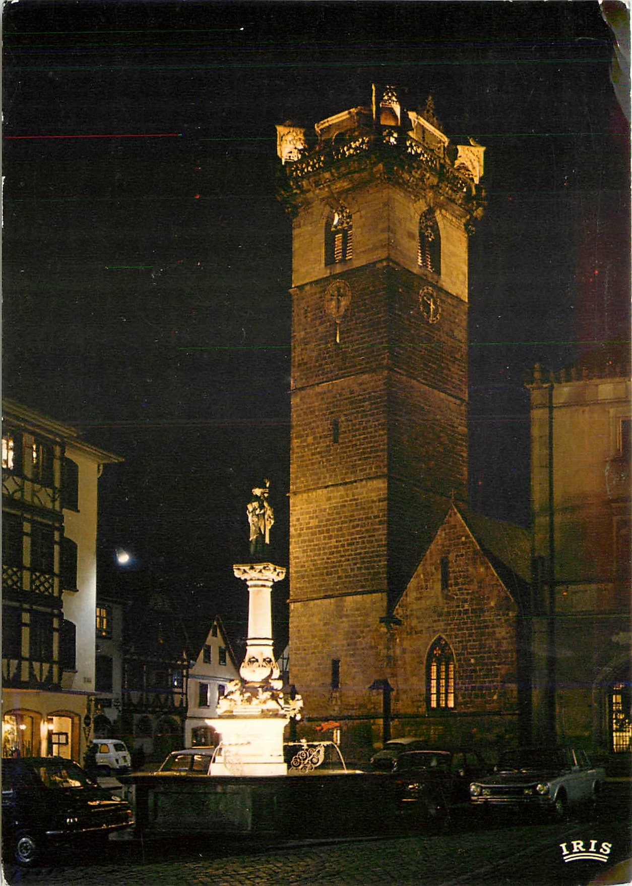 Obernai (Bas-Rhin) — La fontaine Ste-Odile et le Kappelturm — Éditeur IRIS