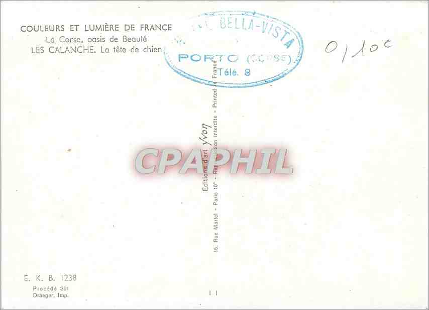 Les Calanche, Der Hundekopf — Korsika — Éditions Draeger, n° 1238 — Rückseite