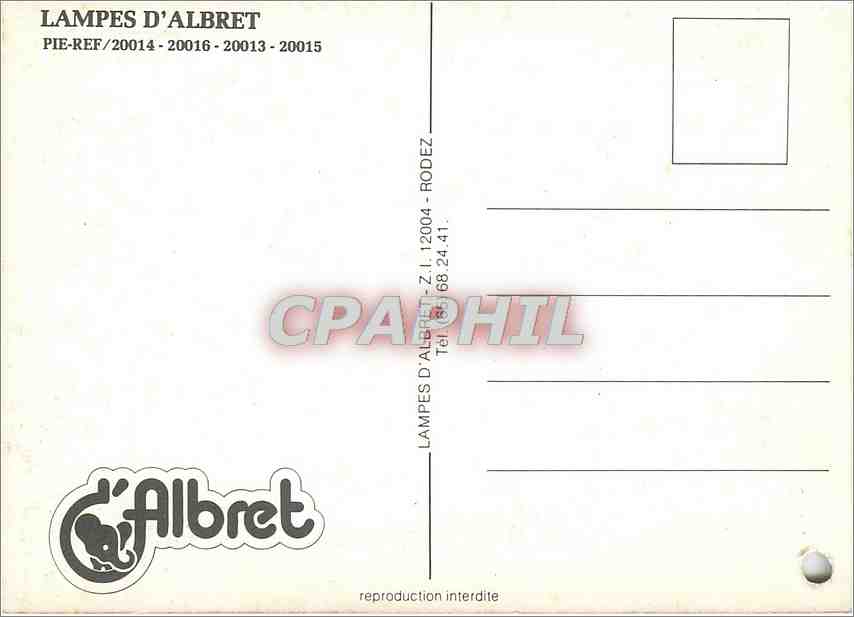 CPM Lampes d'Albret Pie Ref  — Rückseite