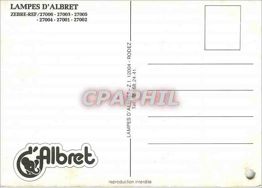 CPM Lampes d'Albret Zebre Ref  — Verso