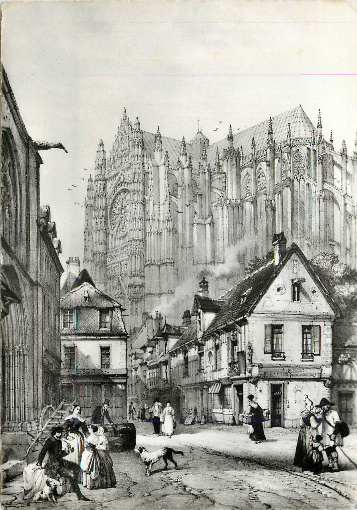 CPM Beauvais La rue St Pierre et la place St Barthelemy 