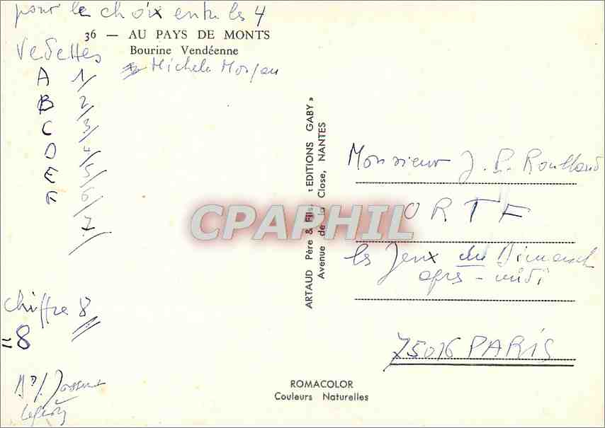 CPM Au pays de Monts Bourine Vendeenne  — Rückseite