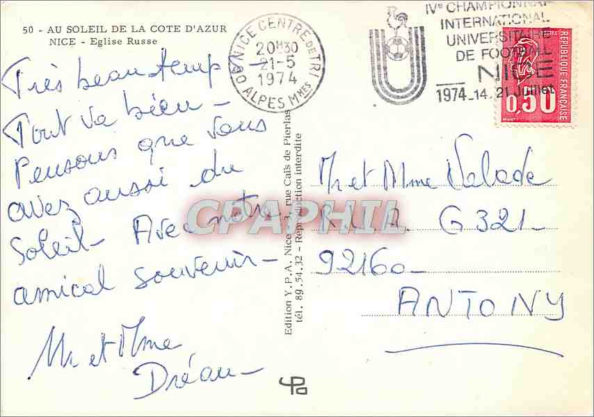 CPM Au soleil de la Cote d'Azur Nice Eglise Russe  — Rückseite